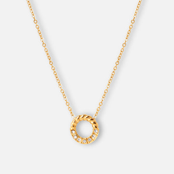 Twisted White Zirkon Halskæde 18K Guldbelagt - Josephine Nord