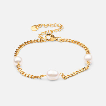 Panser Facet Perlearmbånd 18K Guldbelagt 3mm - Josephine Nord
