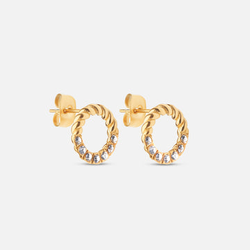 Twisted White Zirkon Øreringe 18K Guldbelagt 12mm - Josephine Nord