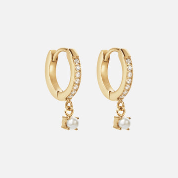Zirkon Pearl Drops Øreringe 18K Guldbelagt