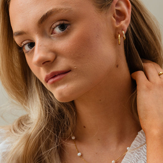 Zircon Øreringe 18K Guldbelagt 12/14mm - Josephine Nord