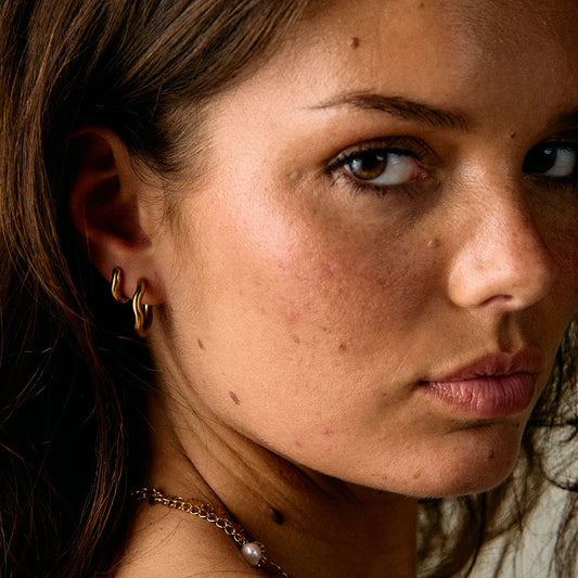 Wavy Hoops 18K Guldbelagt 14mm