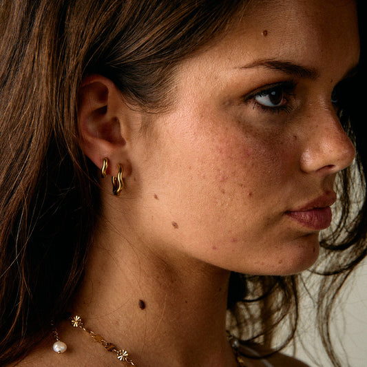 Wavy Hoops 18K Guldbelagt 20mm