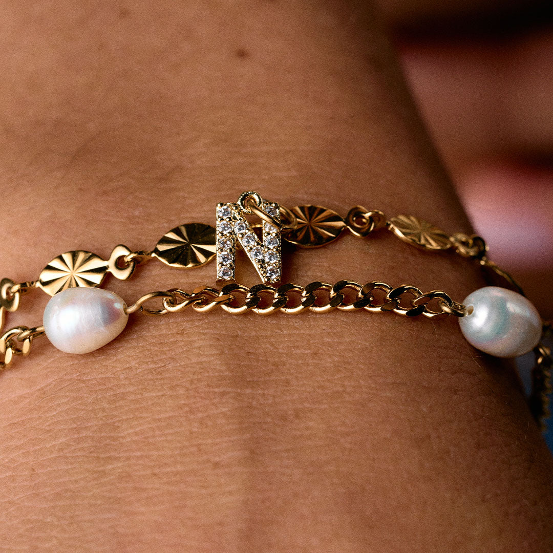 Bogstav Zirkon Vedhæng 18K Guldbelagt