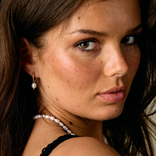 Perle Hoops Ferskvandsperler 18K Guldbelagt 14mm