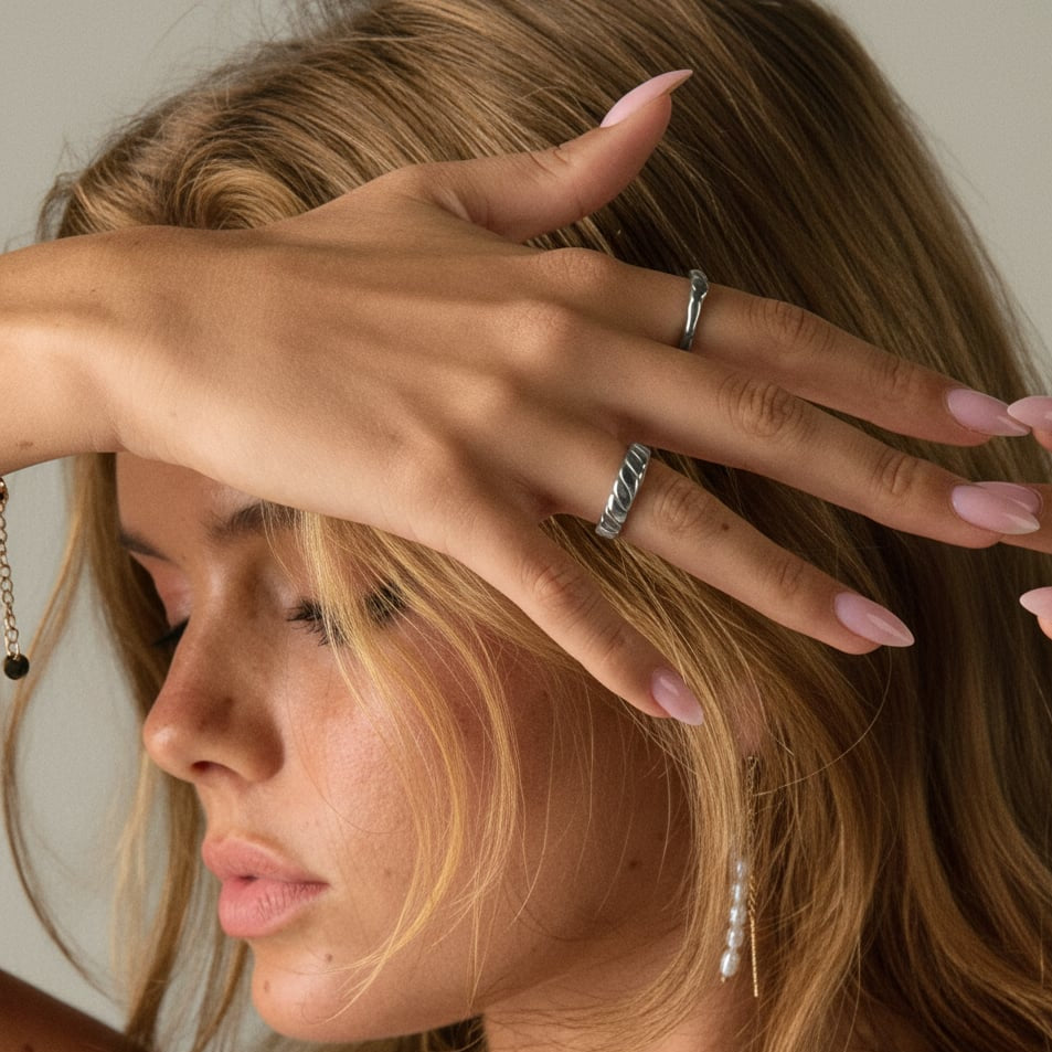 Curve Ring Justerbar Sølvfarvet