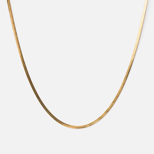 Flad Snake Halskæde 18K Guldbelagt 2mm