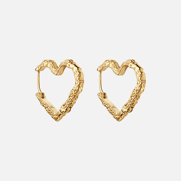 Heart Hoops Øreringe 18K Guldbelagt