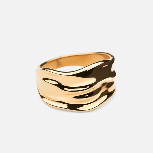 Wide Hammered Band Ring 18K Guldbelagt - Josephine Nord