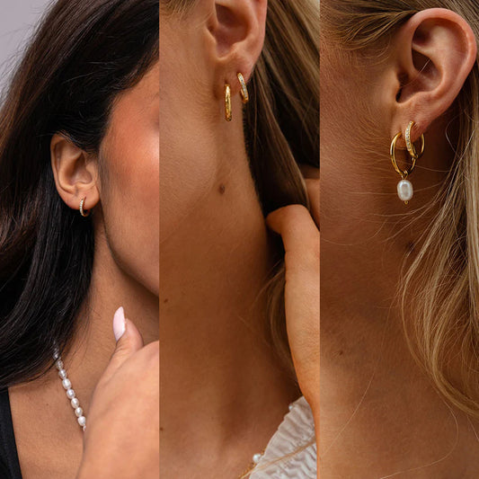 Zircon Øreringe 18K Guldbelagt 12/14/16mm - Josephine Nord