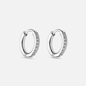 Zircon Øreringe Sølvfarvet 12mm - Josephine Nord