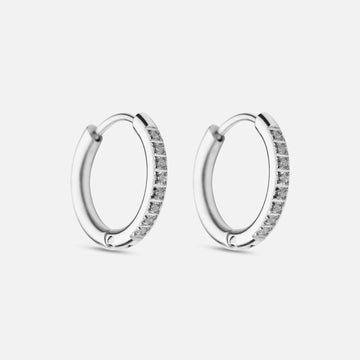 Zircon Øreringe Sølvfarvet 14mm - Josephine Nord