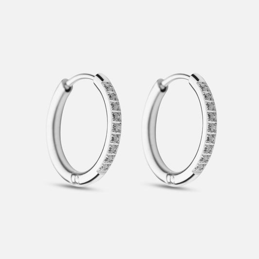Zircon Øreringe Sølvfarvet 16mm - Josephine Nord