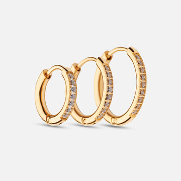 Zircon Øreringe 18K Guldbelagt 12/14/16mm - Josephine Nord