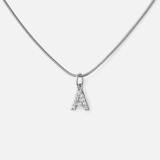 Bogstav Zirkon Halskæde Sølvfarvet