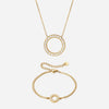 Circle Zirkon Halskæde 20mm + Armbånd 12mm 18K Guldbelagt