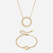 Circle Zirkon Halskæde 20mm + Armbånd 12mm 18K Guldbelagt