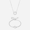 Circle Zirkon Halskæde 12mm + Armbånd 12mm Sølvfarvet