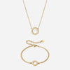 Circle Zirkon Halskæde 12mm + Armbånd 12mm 18K Guldbelagt