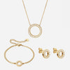 Circle Zirkon Halskæde 20mm + Armbånd 12mm + Øreringe 10mm 18K Guldbelagt