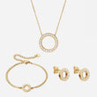 Circle Zirkon Halskæde 20mm + Armbånd 12mm + Øreringe 10mm 18K Guldbelagt