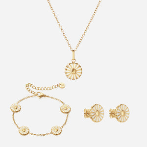 Marguerit Halskæde + Øreringe + Armbånd 18K Guldbelagt