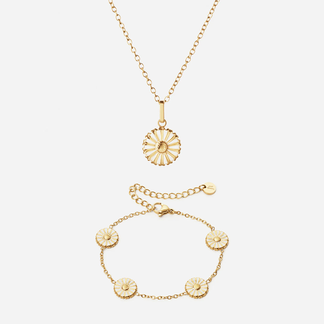 Marguerit Halskæde + Armbånd 18K Guldbelagt