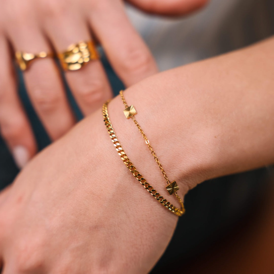 Panser Facet Armbånd 18K Guldbelagt 3mm - Josephine Nord
