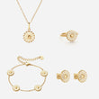 Marguerit Halskæde + Armbånd + Øreringe + Ring 18K Guldbelagt