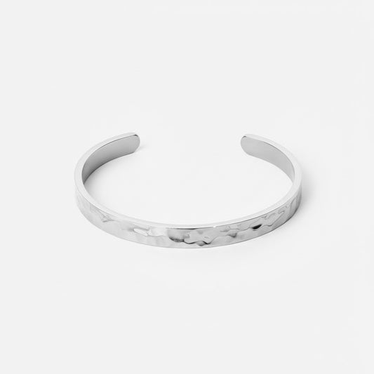 Hammered Bangle Sølvfarvet 7mm