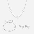 Heart Zirkon Trio Halskæde + Armbånd + Øreringe Sølvfarvet 8mm