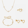Heart Zirkon Trio Halskæde + Armbånd + Øreringe + Ring 18K Guldbelagt 12mm