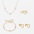 Heart Zirkon Trio Halskæde + Armbånd + Øreringe + Ring 18K Guldbelagt 12mm