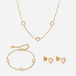 Heart Zirkon Trio Halskæde + Armbånd + Øreringe 18K Guldbelagt 8mm