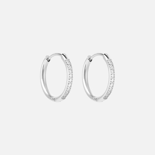 Zircon Øreringe Sølvfarvet 16mm