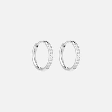 Zircon Øreringe Sølvfarvet 14mm