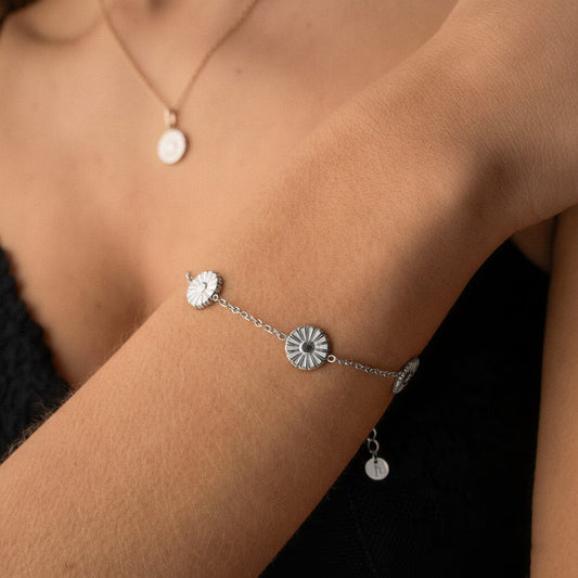 Marguerit Armbånd Sølvfarvet 10mm