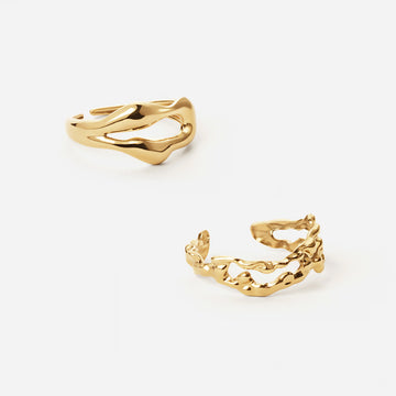 Rift + Meteor Justerbar Ring 18K Guldbelagt