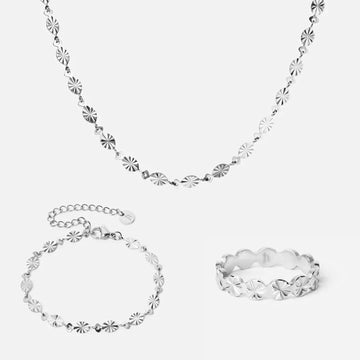 Sunset Halskæde + Armbånd + Ring Sølvfarvet