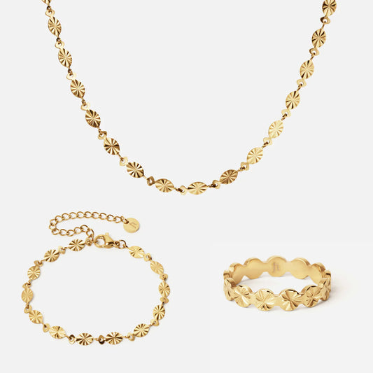 Sunset Halskæde + Armbånd + Ring 18K Guldbelagt