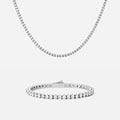 Tennis Supreme Zirkon Armbånd + Halskæde Sølvfarvet 3mm
