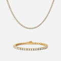 Tennis Supreme Zirkon Armbånd + Halskæde 18K Guldbelagt 3mm
