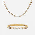 Tennis Supreme Zirkon Armbånd + Halskæde 18K Guldbelagt 4mm