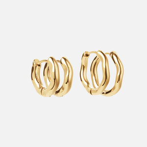 Wavy Hoops 20mm + Wavy Hoops 14mm 18K Guldbelagt