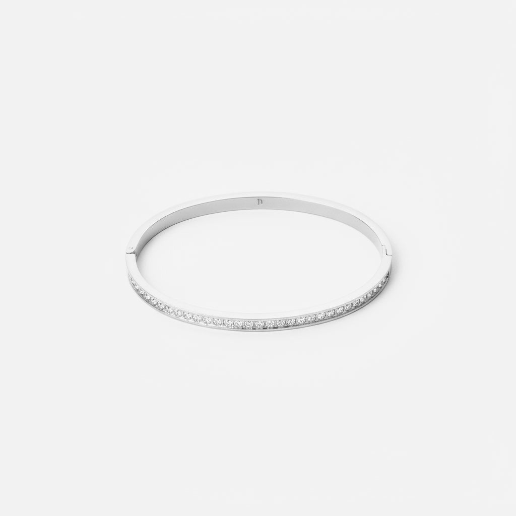 Zircon Bangle Sølvfarvet 4mm