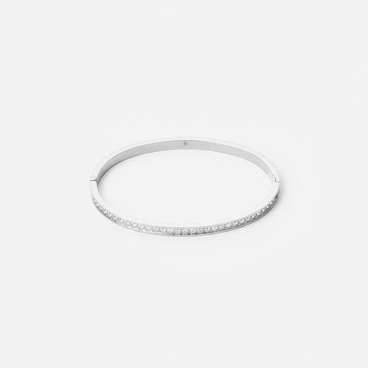 Zircon Bangle Sølvfarvet 4mm