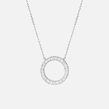 Circle Zirkon Halskæde Sølvfarvet 20mm