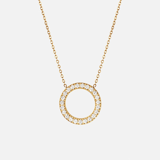 Circle Zirkon Halskæde 18K Guldbelagt 20mm