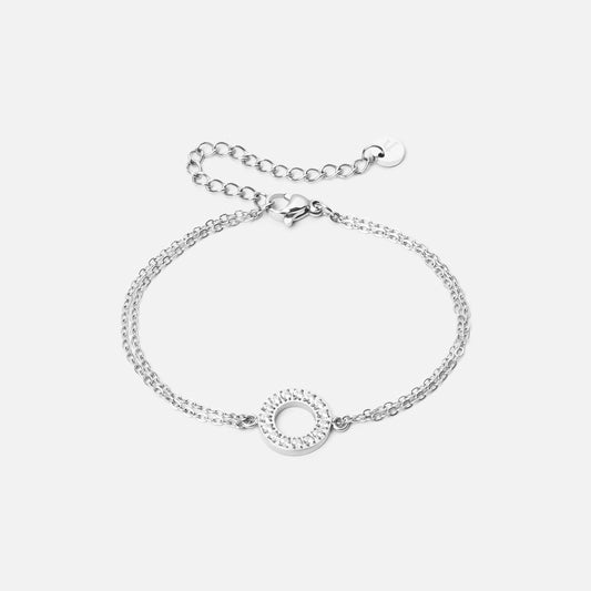 Circle Zirkon Armbånd Sølvfarvet 12mm