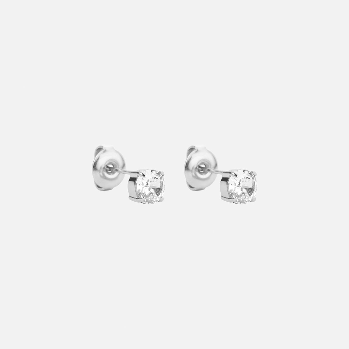 Classic Zirkon Studs Øreringe Sølvfarvet 5mm